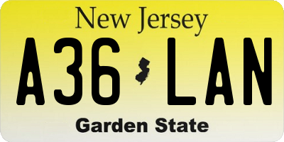 NJ license plate A36LAN