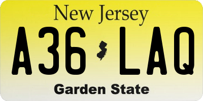 NJ license plate A36LAQ
