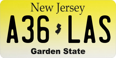 NJ license plate A36LAS