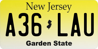 NJ license plate A36LAU