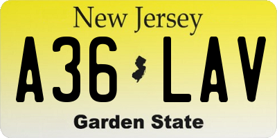 NJ license plate A36LAV