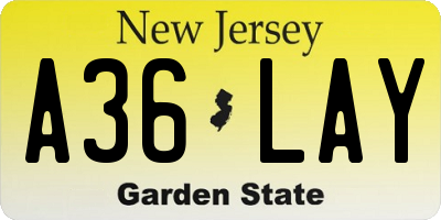 NJ license plate A36LAY