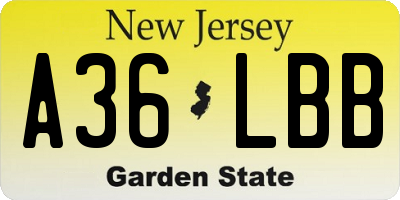 NJ license plate A36LBB