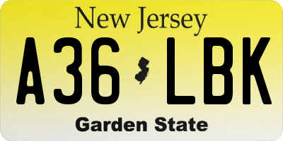 NJ license plate A36LBK