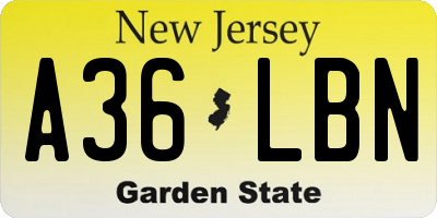 NJ license plate A36LBN