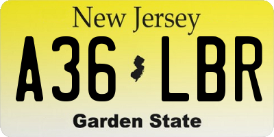 NJ license plate A36LBR