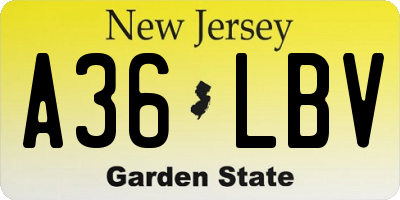 NJ license plate A36LBV