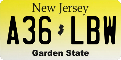 NJ license plate A36LBW