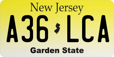NJ license plate A36LCA