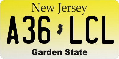 NJ license plate A36LCL