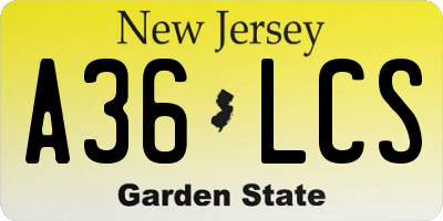 NJ license plate A36LCS