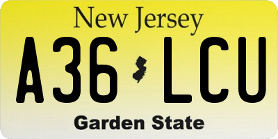 NJ license plate A36LCU