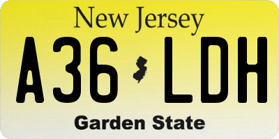 NJ license plate A36LDH