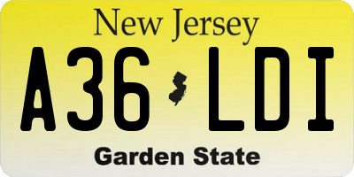 NJ license plate A36LDI