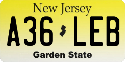 NJ license plate A36LEB