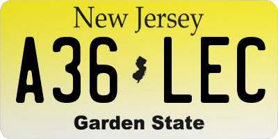 NJ license plate A36LEC