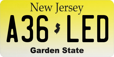 NJ license plate A36LED