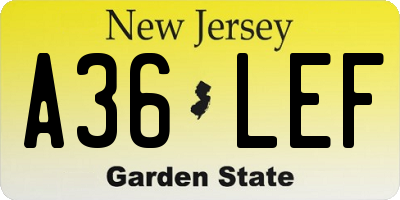 NJ license plate A36LEF