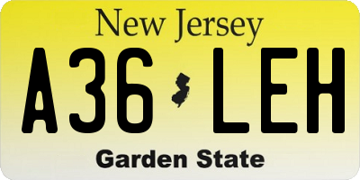 NJ license plate A36LEH