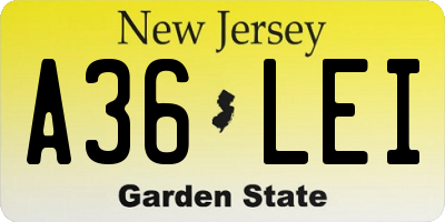 NJ license plate A36LEI