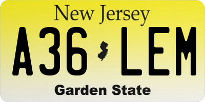 NJ license plate A36LEM