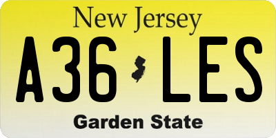 NJ license plate A36LES