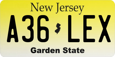 NJ license plate A36LEX