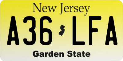 NJ license plate A36LFA