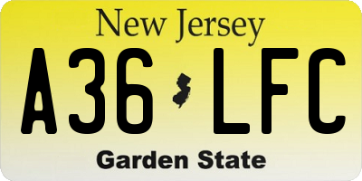 NJ license plate A36LFC