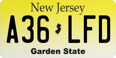 NJ license plate A36LFD