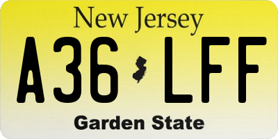 NJ license plate A36LFF