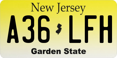NJ license plate A36LFH