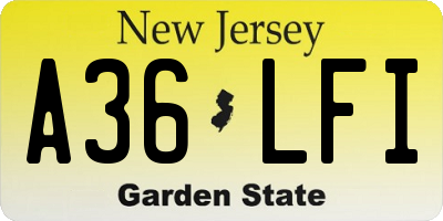 NJ license plate A36LFI