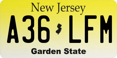 NJ license plate A36LFM