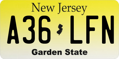 NJ license plate A36LFN