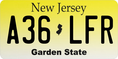 NJ license plate A36LFR