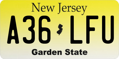 NJ license plate A36LFU