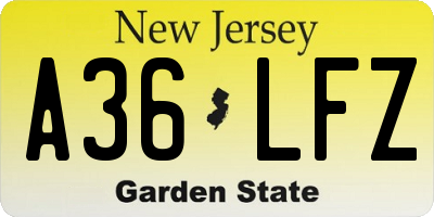 NJ license plate A36LFZ
