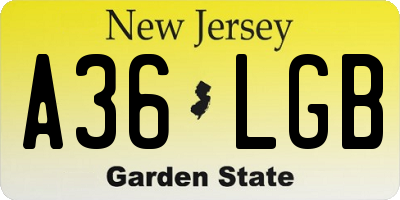 NJ license plate A36LGB