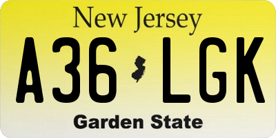 NJ license plate A36LGK
