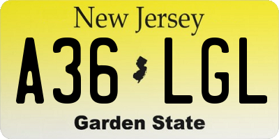 NJ license plate A36LGL