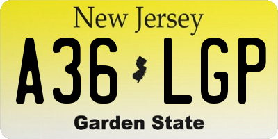 NJ license plate A36LGP