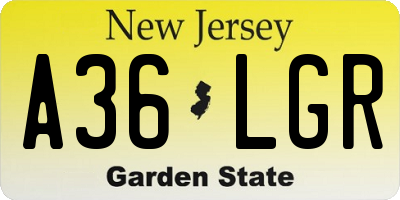 NJ license plate A36LGR