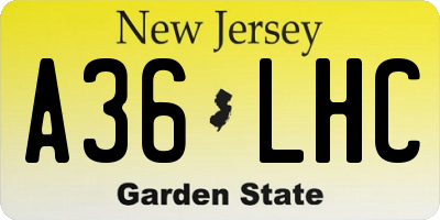 NJ license plate A36LHC