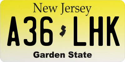 NJ license plate A36LHK