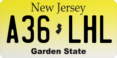 NJ license plate A36LHL