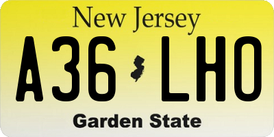 NJ license plate A36LHO