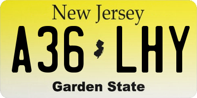 NJ license plate A36LHY