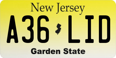 NJ license plate A36LID