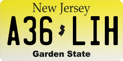 NJ license plate A36LIH